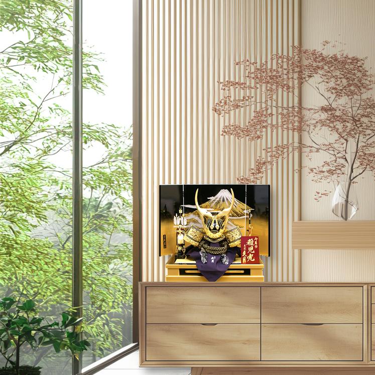 かぶれる兜 久月 五月人形 飾り台付き平飾り 着用兜 高級感 豪華 人形屋の桜竹 爆買 | 久月 | 01