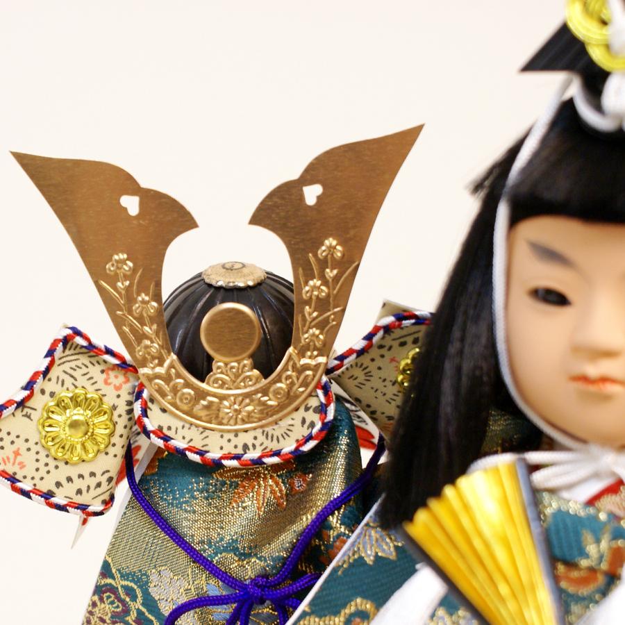 吉徳大光 五月人形 子供大将 武者 ガラスケース飾り 祝兜 503-354