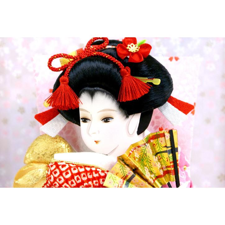 特売 CMKSC SHOP羽子板 久月作 かのこ友禅 桃香 ケース飾り 55020-1 羽子板 久月 ケース飾り 琴の音A 正絹鹿の子友禅振袖 手描面相本押絵仕立 15号 総檜面取ケース h051-k-75620