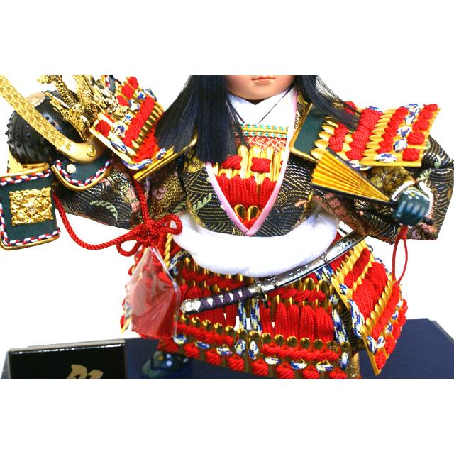 久月 五月人形 子供大将「兜 差」武者人形 ガラスケース飾り