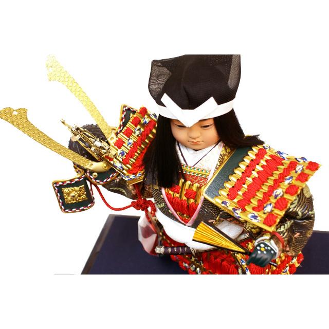 久月 五月人形 子供大将「兜 差」武者人形 ガラスケース飾り