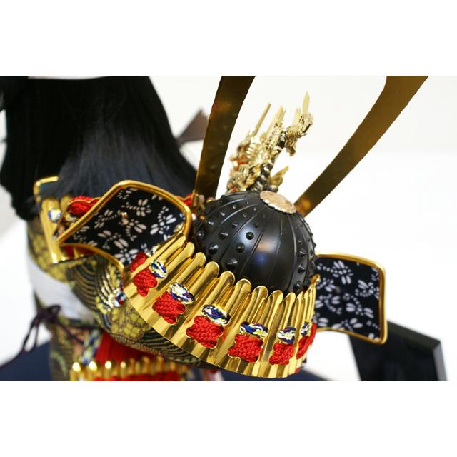 久月 五月人形 子供大将「兜 差」武者人形 ガラスケース飾り