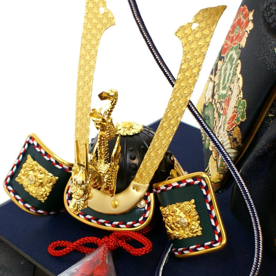 久月 五月人形 子供大将 兜付き 武者人形 ガラスケース コンパクト