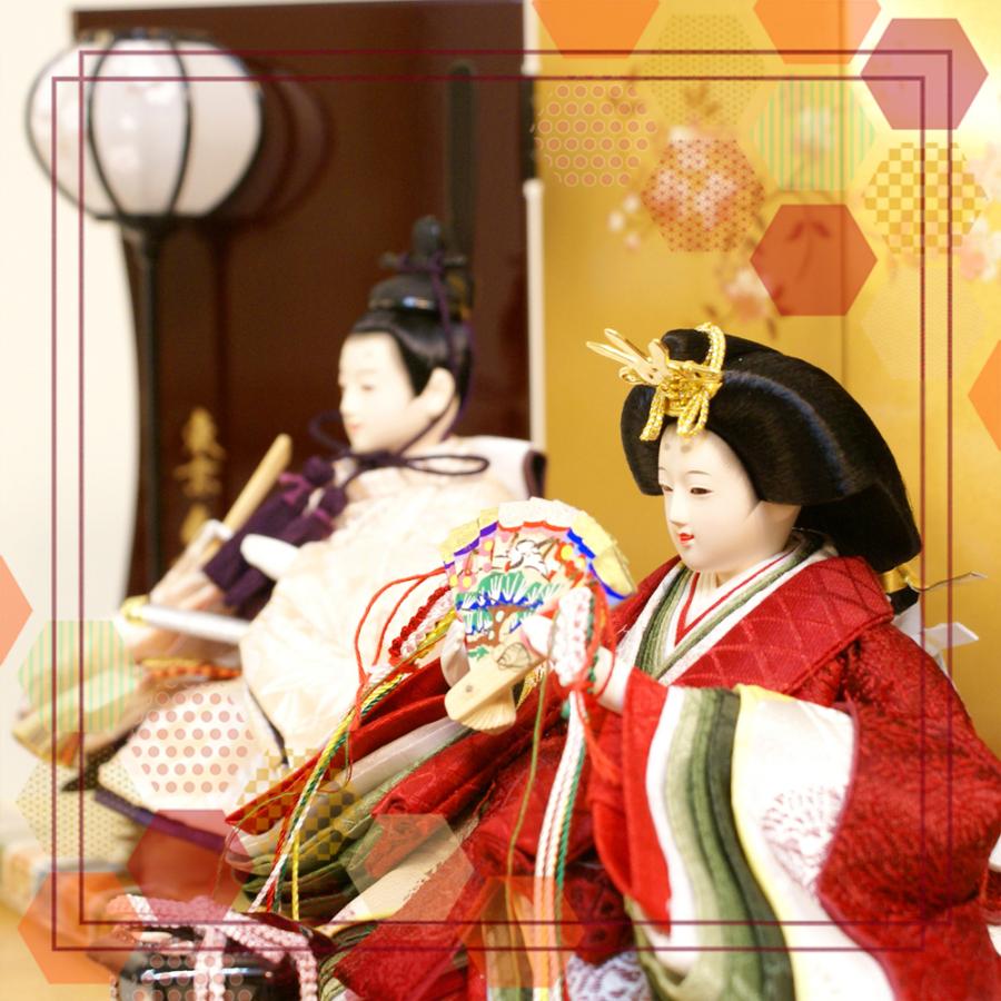 美品】雛人形 親王飾り 収納台付き コンパクト 帯地 美品】雛人形 親王