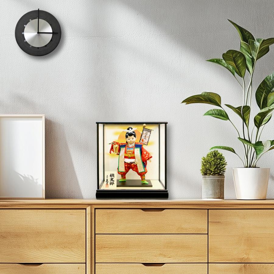 五月人形 久月 子供大将 桃太郎 武者人形 ガラスケース飾り 561097 おしゃれ コンパクト 人形屋の桜竹 | 久月 | 01