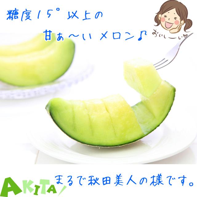 秋田美人メロン 3L 2玉 糖度15度以上 化粧箱入り お中元 出荷時期7月