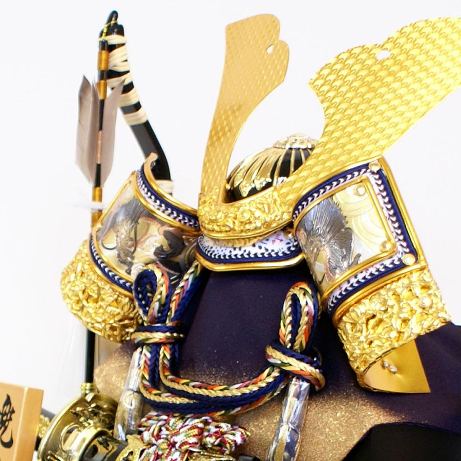 久月 五月人形 アクリルケース 家紋入り 兜 コンパクト 前太刀付き