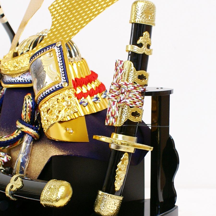 久月 五月人形 アクリルケース 家紋入り 兜 コンパクト 前太刀付き