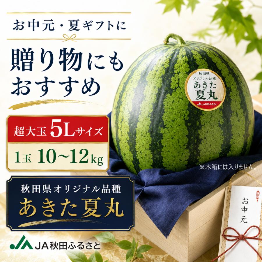 すいか 秋田県産 あきた夏丸 超大玉5L 1玉10〜12kg JA秋田ふるさと