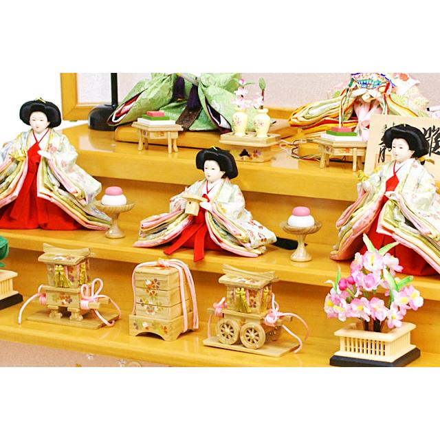 久月 雛人形 収納式三段飾り 幅60cm コンパクト収納 ナチュラルカラー