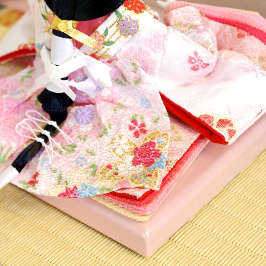 久月 雛人形 コンパクト 収納飾り 親王 ピンク 可愛い ひな人形 木製