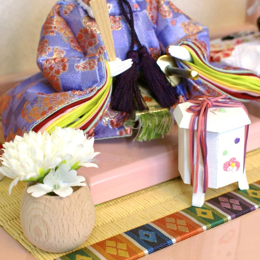 久月 雛人形 コンパクト 収納飾り 親王 ピンク 可愛い ひな人形 木製