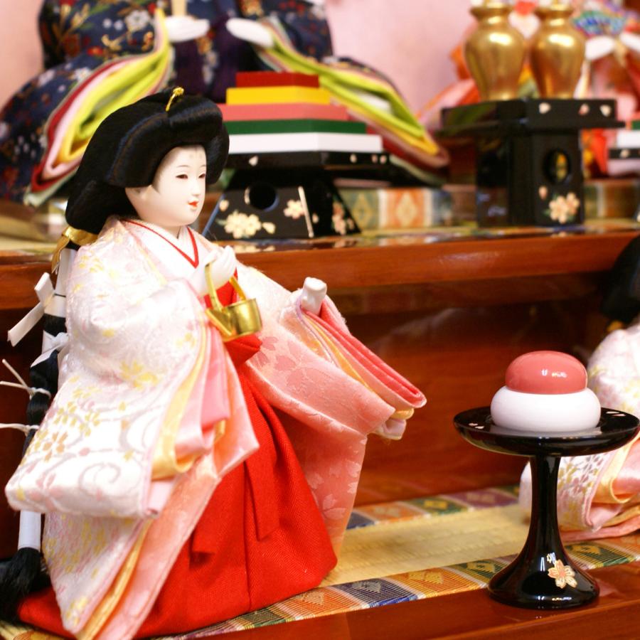久月 雛人形 収納式三段飾り 幅50cm コンパクトサイズ 木製 S-38331