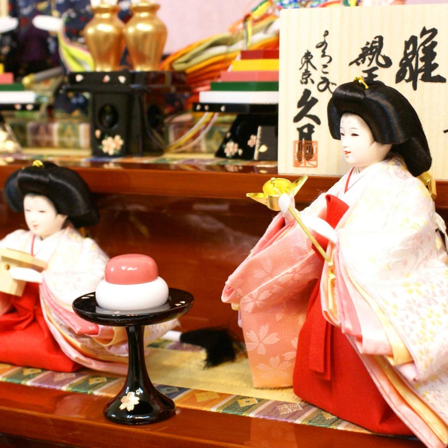 久月 雛人形 収納式三段飾り 幅50cm コンパクトサイズ 木製 S-38331