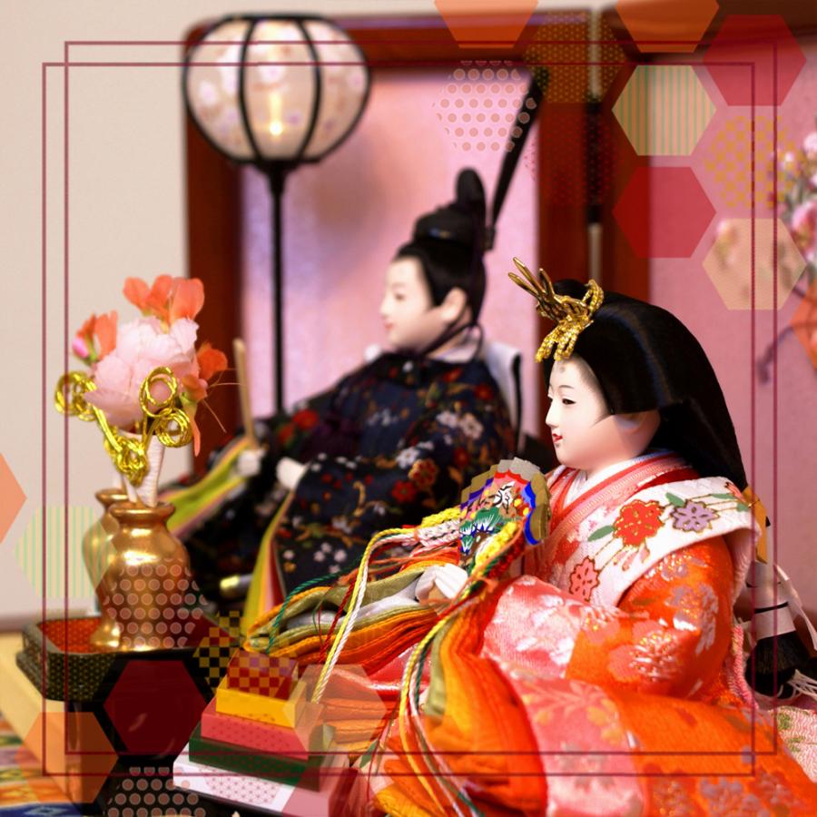 久月 雛人形 収納式三段飾り 幅50cm コンパクトサイズ 木製 S-38331