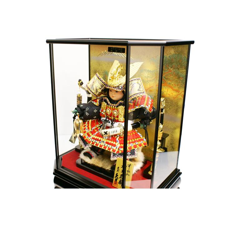 久月 五月人形 家紋「子供大将」武者人形ガラスケース飾り（T537102