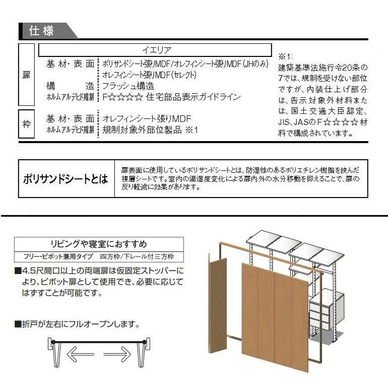 大建工業 イエリア クローク収納 折戸ユニット ハンドル付 フラット縦木目・横木目 タイプ ハンドル付 1800高／2450幅（9尺間口）_2