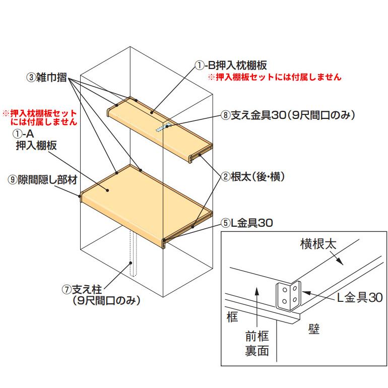 DAIKEN 大建工業 ieria(イエリア) 押入枕棚板セット 3尺間口用(尺