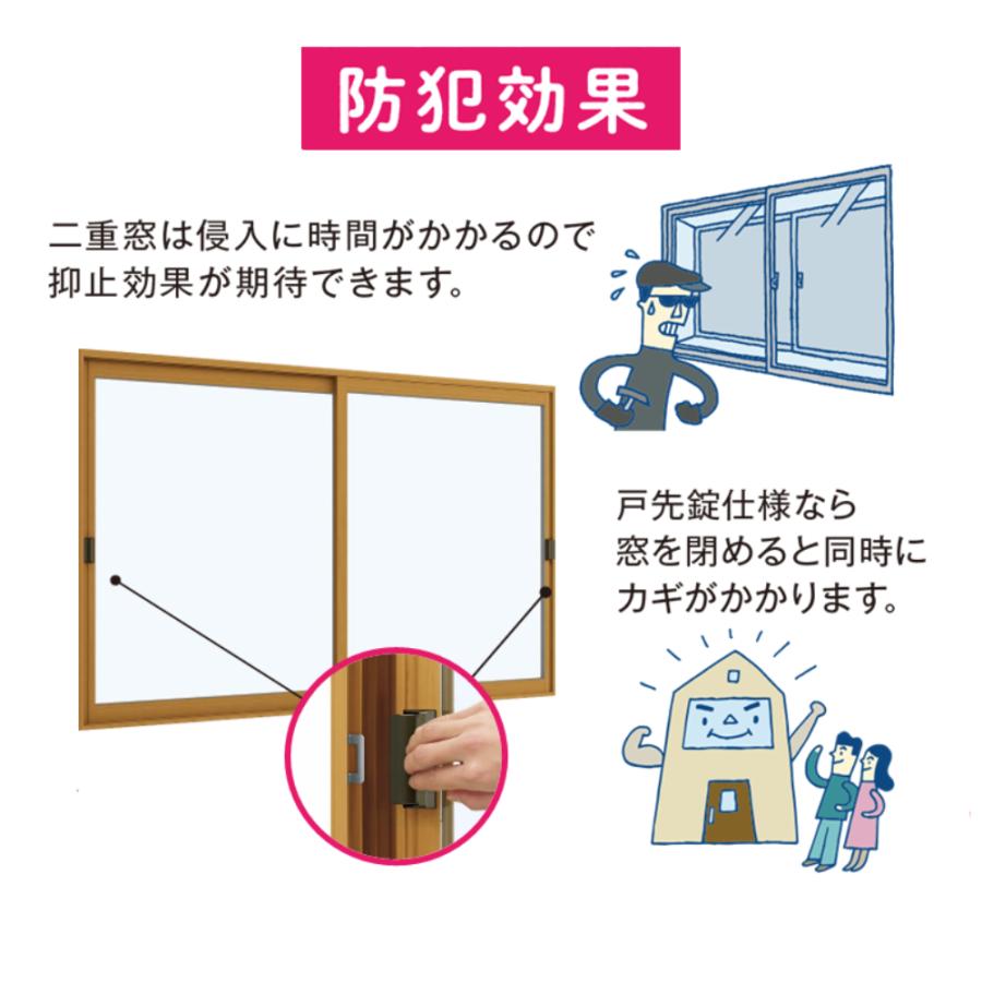 内窓 二重窓 DIY ウチリモ 引違い窓 2枚建 Low-E複層ガラス 透明3mm+A12+3mm ガス無 アルミスペーサー W幅801〜1200mm H高さ601〜1000mm_5