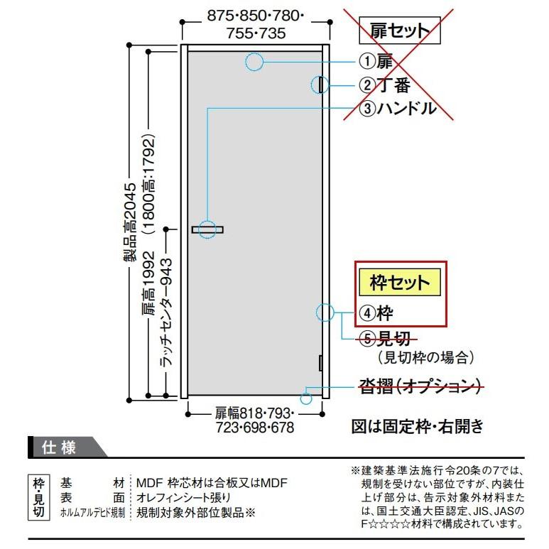 大建工業 hapia 片開きドア用固定枠 ※扉・丁番・ハンドル無し｜ouchioukoku｜03