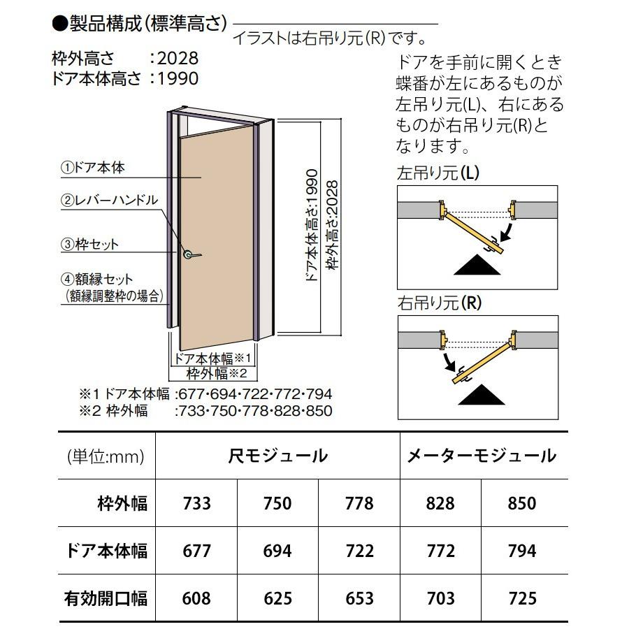 EIDAI 永大産業 片開きドアセット [デザインYA・固定枠/額縁調整枠