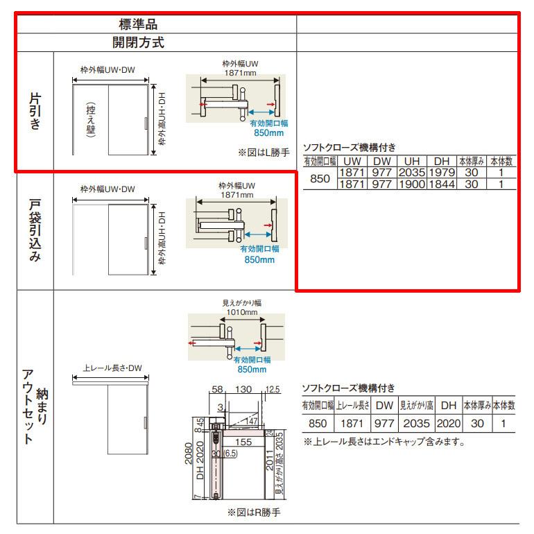 パナソニック ベリティス 幅広上吊り引戸 枠納まり 片引き(GA) デザインPA型 有効開口幅850mm_7