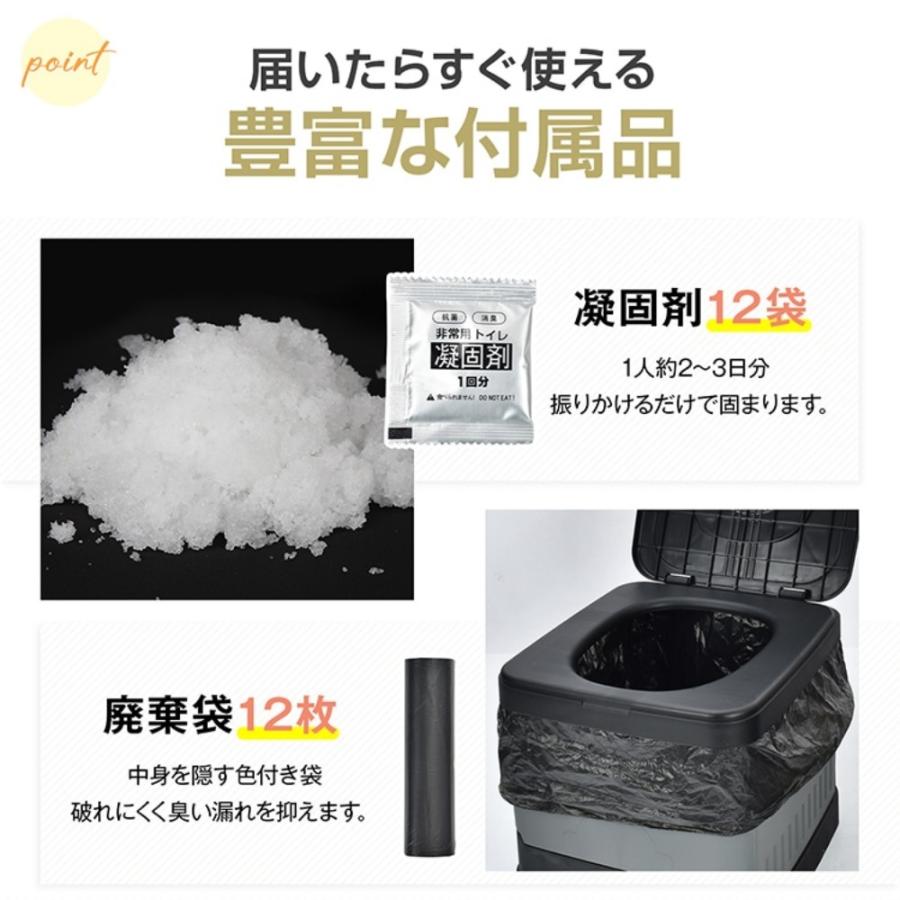 簡易トイレ 災害用トイレ 携帯トイレ 折りたたみ 凝固剤・廃棄袋・収納袋付き 丸洗いOK ゴミ箱 介護 アウトドア 非常用 防災グッズ 地震 台風 bs008 |  | 12