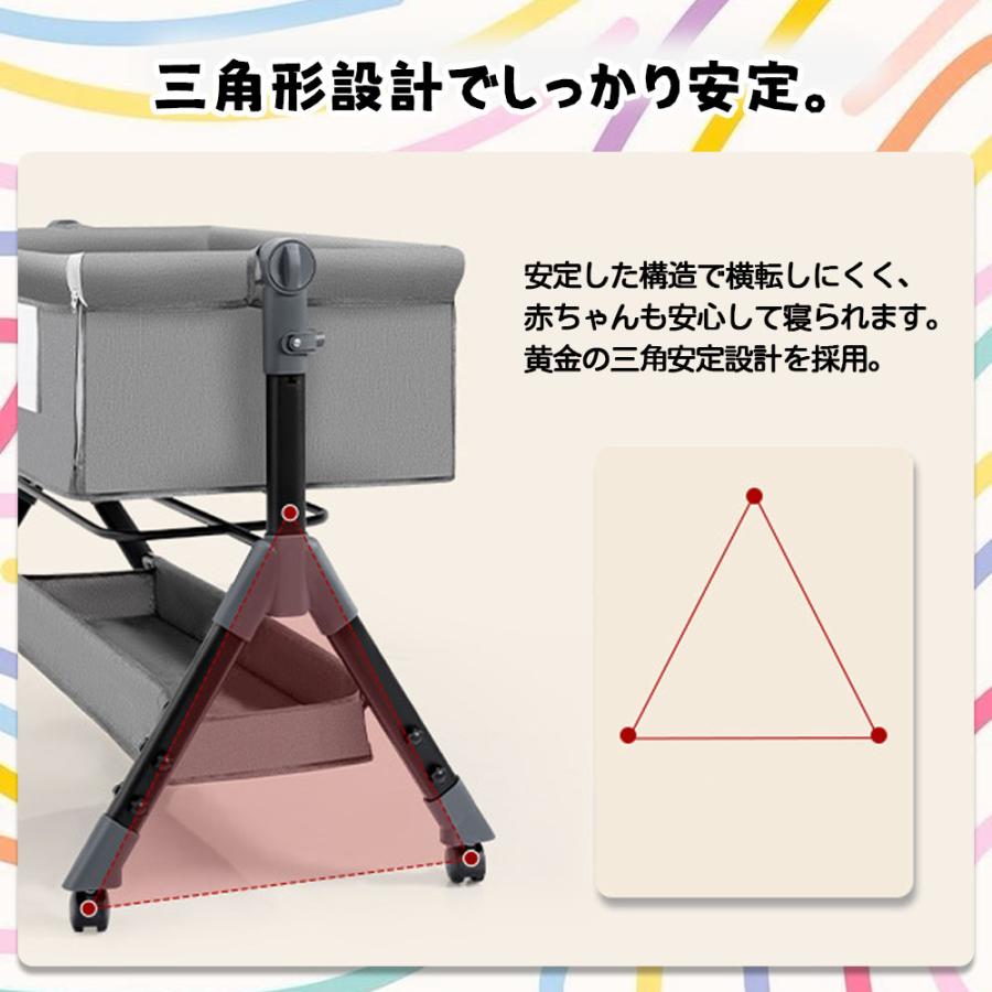 ベビーベッド 添い寝 乳児用ベッド 揺りかごベッド 蚊帳 高さ3段調節