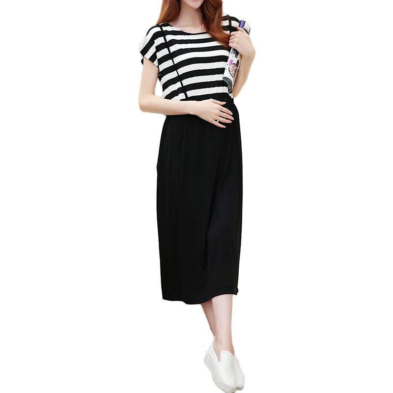 買取り実績 マタニティウエア クローブキューブマタニティ ワンピース ファスナー 授乳口 ボーダー 柄 ロング マキシ 半袖 長袖 半袖 M ミディアム Www Threeriversofs Com