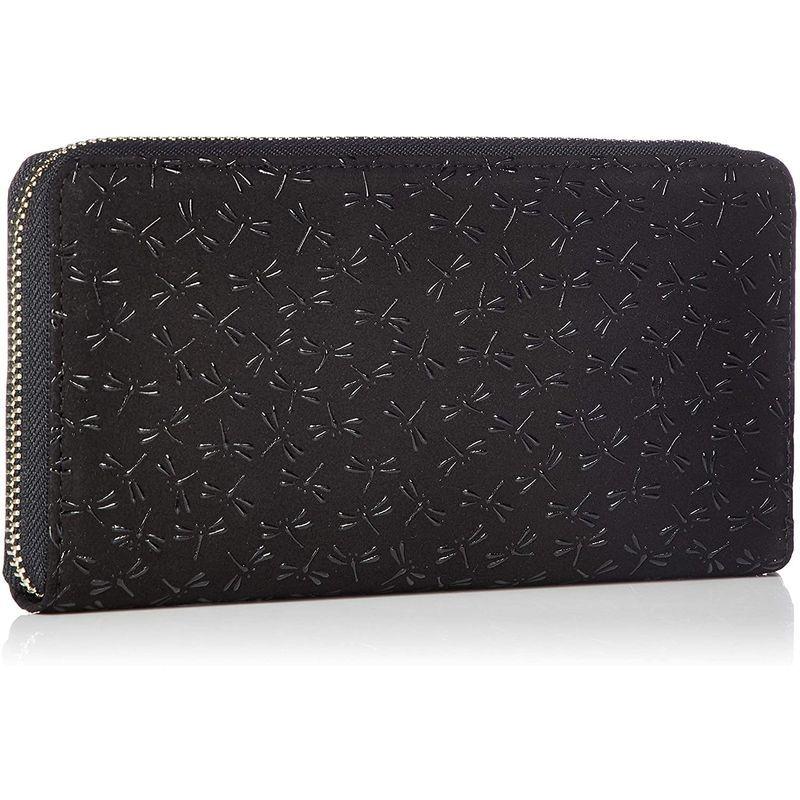 インデンヤ ラウンドファスナー長財布 束入れY 黒地鹿革×黒漆 とんぼ柄 2111-01-008 ラウンドファスナー長財布 束入れY 黒地鹿革×黒漆 とんぼ柄