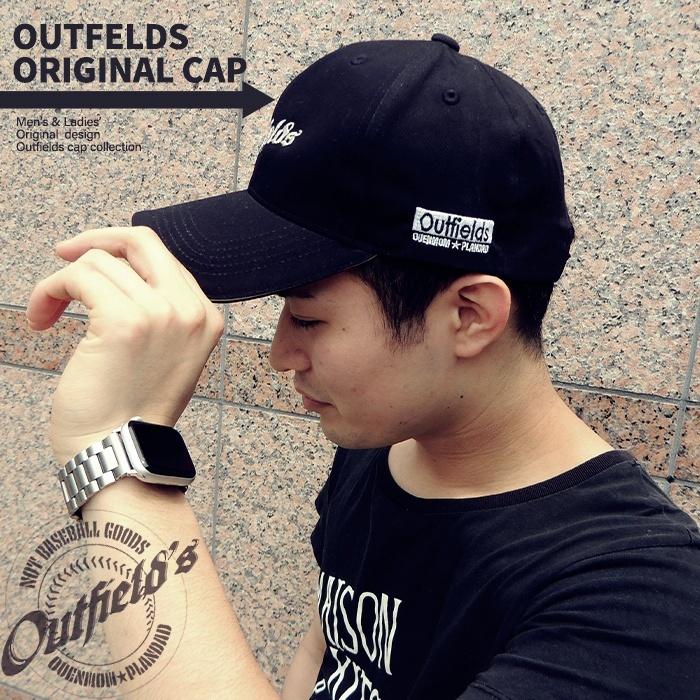 キャップ 黒 ロゴ刺繍 OUTFIELDS 調節可 ユニセックス コットン100% | 