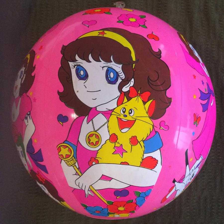 ☆昭和レトロ 「ビーチボール 35cm 魔法少女ララベル ピンク 藤原