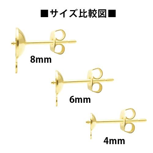 基礎金具 芯立丸皿ピアス・カン付き 4mm 5ペア（10個入）国内メッキ 