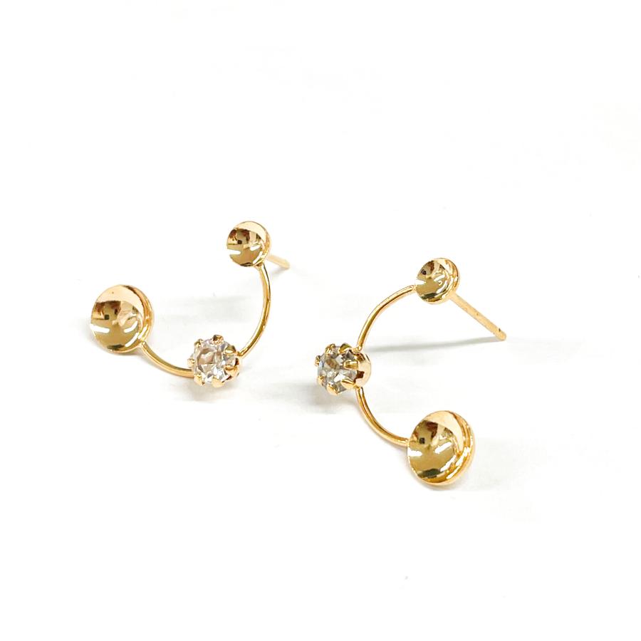 ピアス石付(丸皿2ヶ付)18×13mm 2個入 ゴールド : ビーズショップ 