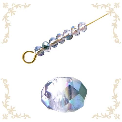 ガラスビーズ ボタンカット （約2×3mm）・約95個入 （ グレーGM 