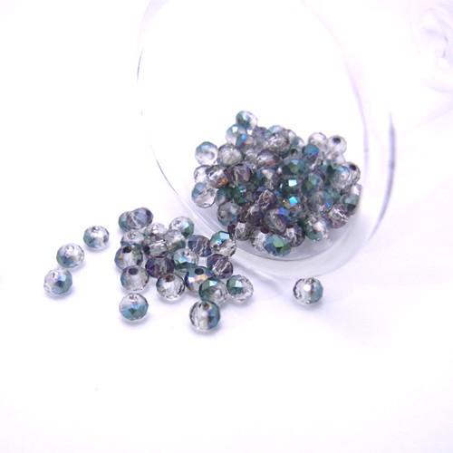 ガラスビーズ ボタンカット （約2×3mm）・約95個入 （ グレーGM 