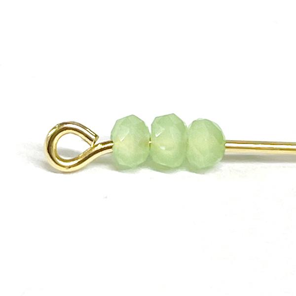 ガラスビーズ ボタンカット(約2×3mm)約95個入 オパールミント : ビーズ 