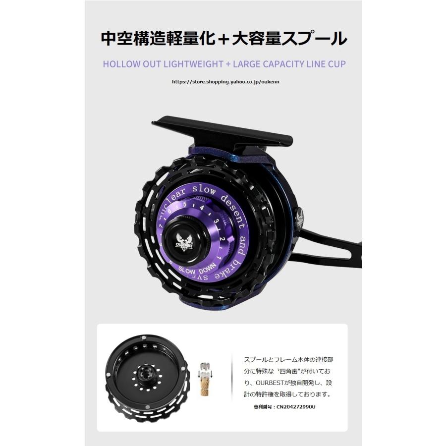 OURBEST タイコリール 海筏 カセ釣り イカダリール ワンタッチ機能