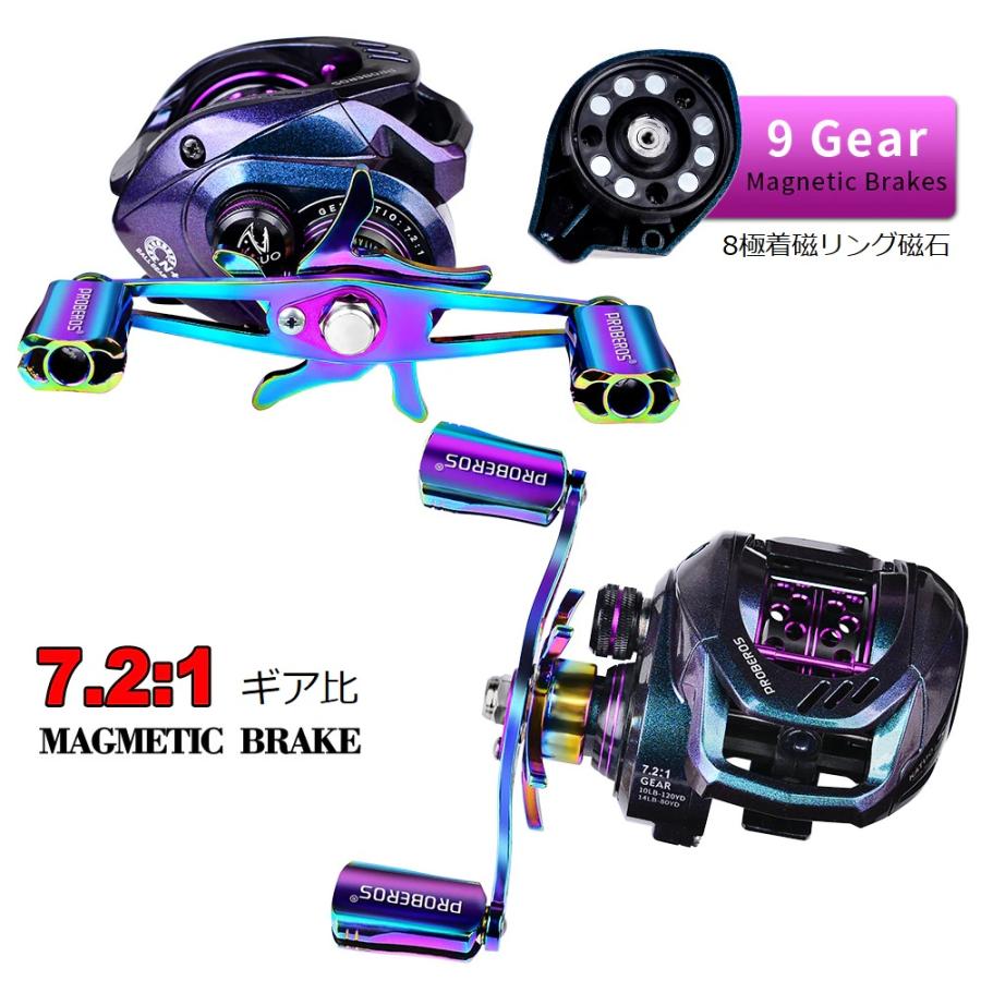 Proberos ベイトリール ハイギア比7.2:1 浅溝スプール 深溝 Proberos ベイトリール ハイギア比7.2:1 浅溝スプール 深溝