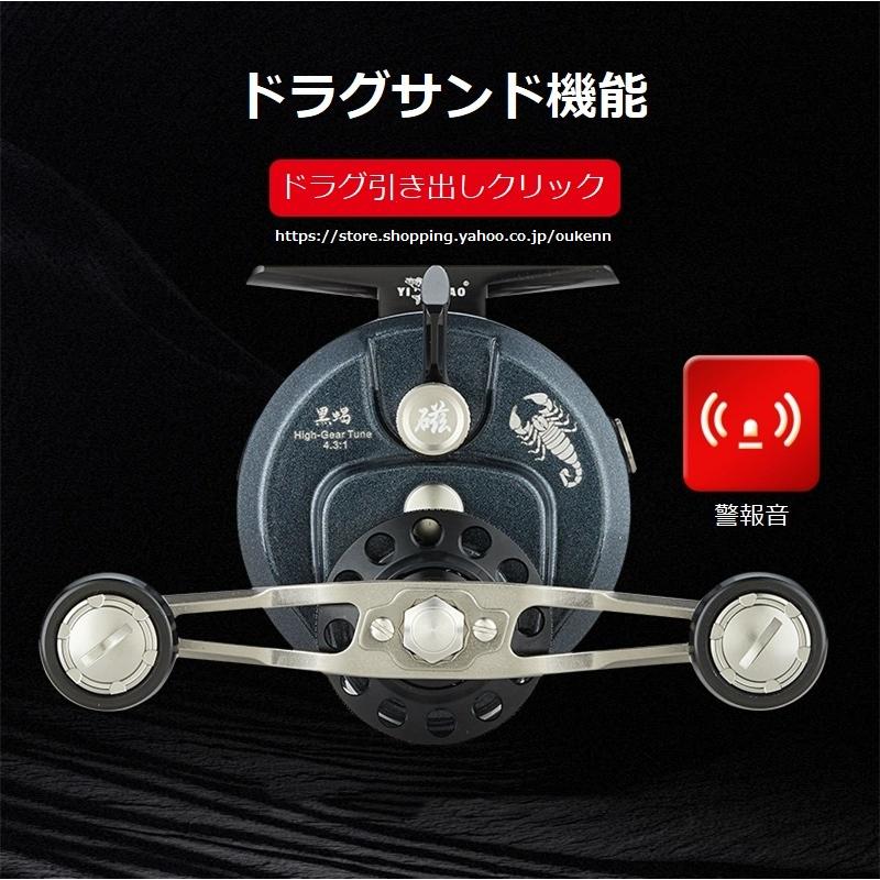 【ほぼ新品】タイコリール＋サービス品 YICHAO タイコリール 黒蠍 アルミ合金製 カセ釣り イカダリール