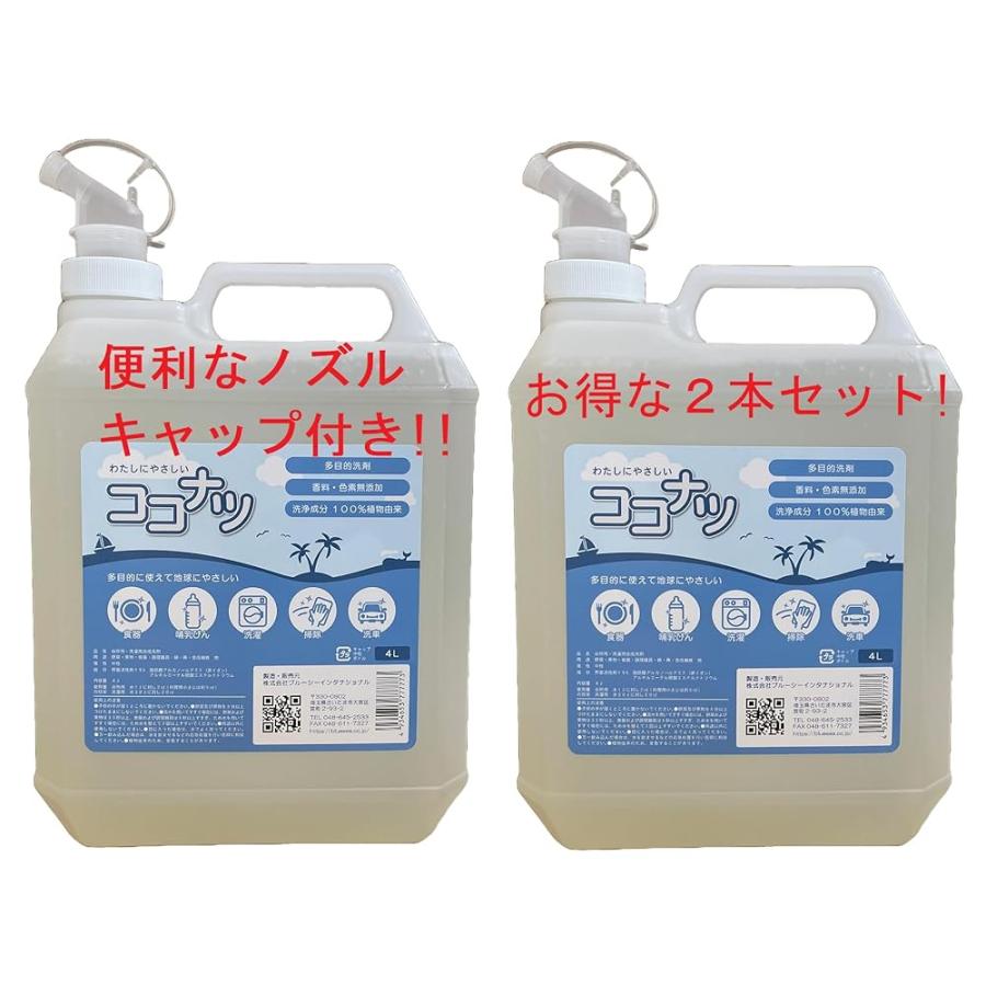 ココナツ洗剤 4リットル ブルーシー ノズルキャップ付（ニイタカ）2