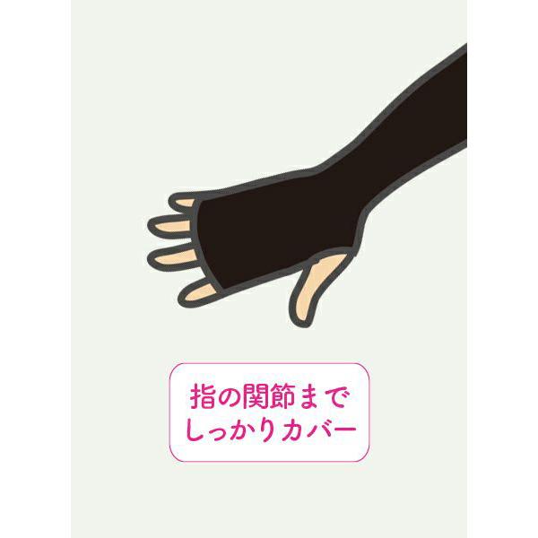 女の欲望 超ロング シェイプUPアームカバー リブ着圧 ブラック 接触冷感 紫外線カット99% |  | 02