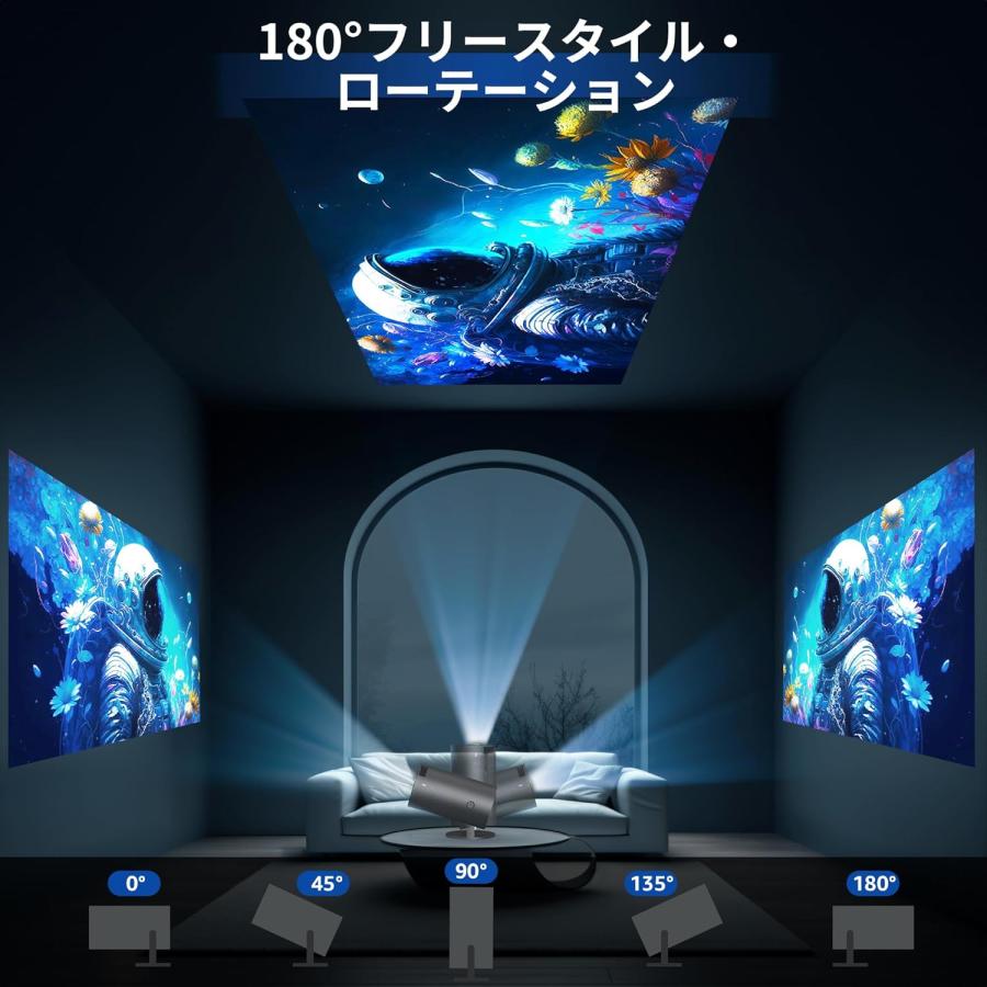 4K対応 プロジェクター 家庭用 小型 軽量 HiFiスピーカー内蔵 天井投影 10000LM 本体 自動台形補正 最大130インチ 5G リモコン Aoudor HY300 |  | 10