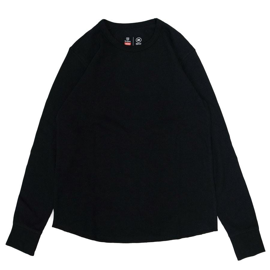 BRIXTON ブリクストン サーマルシャツ 長袖Tシャツ カットソー トップス メンズ BASIC L/S KNIT THERMAL SHIRT ブラック 黒｜our-s