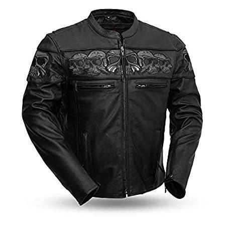First MFG Co. - Savage Skulls - Men's Motorcycle Leather Jacket (Black, X-L その他プロテクター