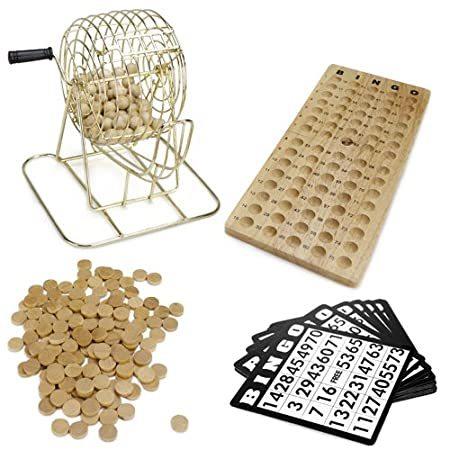 【全商品オープニング価格 特別価格】 6インチ真鍮ケージ – ヴィンテージ木製ビンゴゲーム Supplies Bingo Royal コーリングボード付き ビンゴチップ150 ボール75個 その他おもちゃ