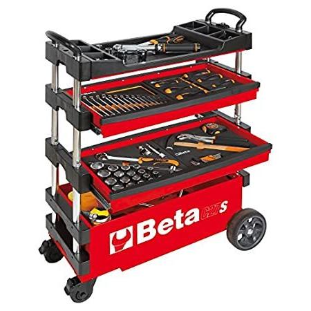 BETA Tools C27 S-R Automotive Single Mobile Tool Chest, Red ボックスツールセット