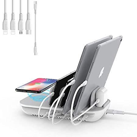SooPii 70W Charging Station for Multiple Devices,5 Port Charging Dock with ワイヤレス充電器