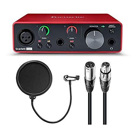 3rd Gen Focusrite Scarlett 2i2 Studio USB Audio Interface and Recording Bundle with Pro Tools First &  Basics Tripod Boom Microphone Stand 