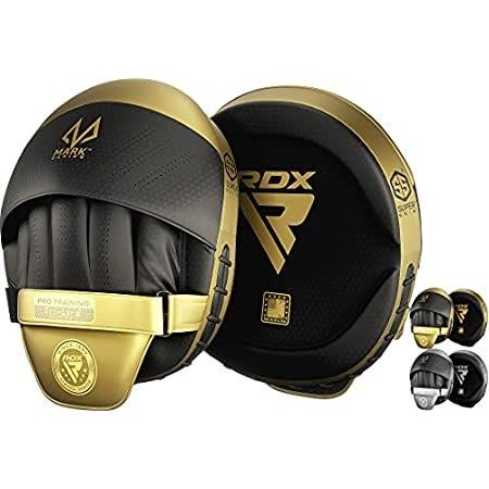 Matte Black Convex Skin Leather with Adjustable Strap Martial Arts Hook and Jab Punching Target Hand Shield RDX Boxing Pads Curved MMA Focus Mitts Muay Thai Training 